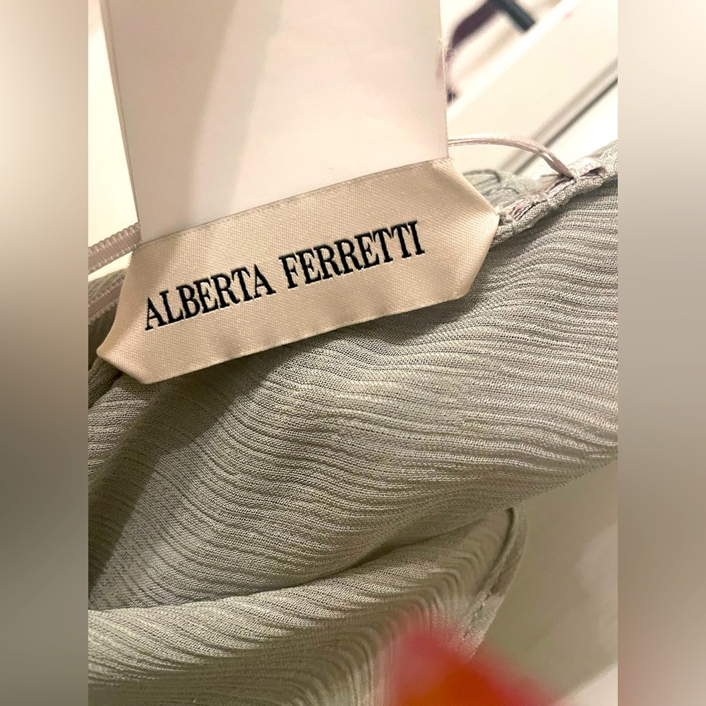 Alberta Ferretti Glossy Satin Maxi Slip Dress size 4 Silver Chrome - Picture 13 of 14